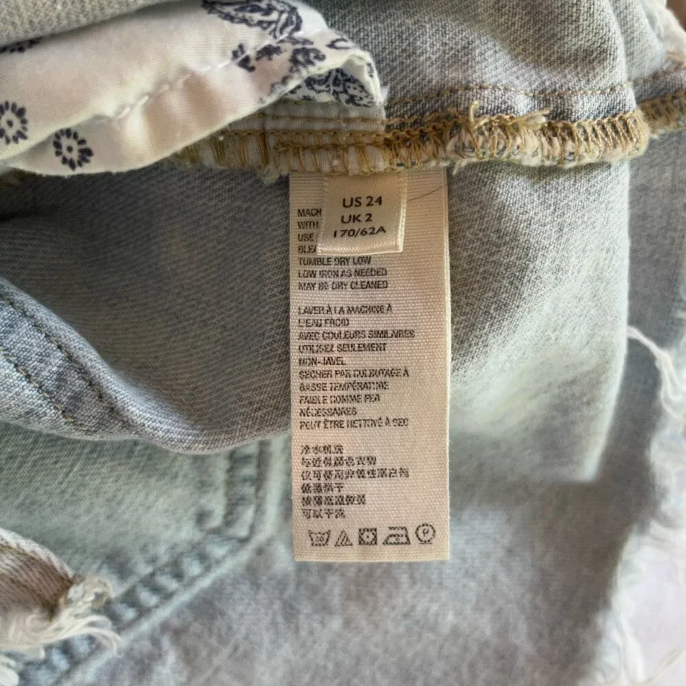 Free People We the Free denim sidecar skirt 24 0 light wash